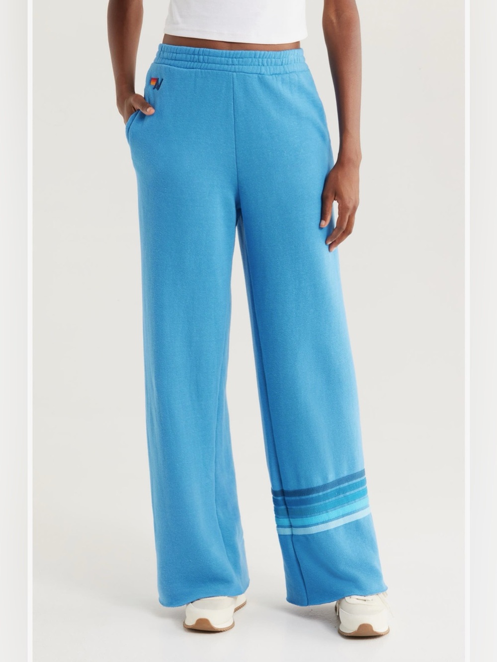 Aviator Nation Rugby Stitch Wide Leg Sweatpants